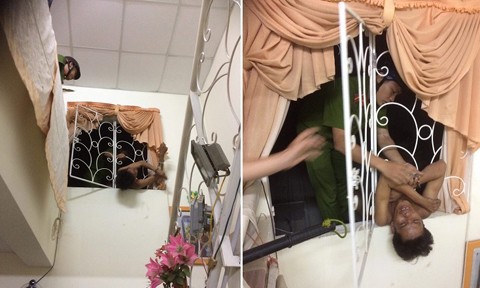 Tên trộm 'trần như nhộng' kẹt trong cửa sổ Công an giải cứu tên trộm "trần như nhộng"
