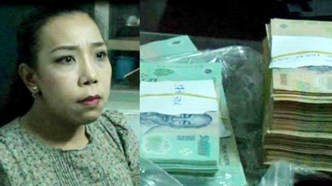 Một phóng viên liên quan vụ 'vòi tiền' để gỡ bài đã xuất cảnh sang Mỹ Phạm Lê Hoàng Uyển tại cơ quan công an. Ảnh: Công an cung cấp