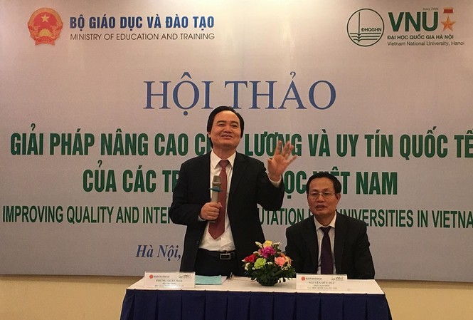 Xếp hạng các trường ĐH của Việt Nam: Nên theo tổ chức quốc tế nào? Bộ trưởng Phùng Xuân Nhạ phát biểu tại hội thảo