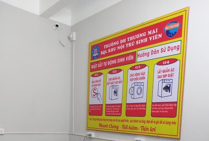 Trường Đại học sắm máy giặt phục vụ sinh viên ở KTX Hệ thống máy giặt phục vụ sinh viên trong KTX của trường ĐH Thương mại