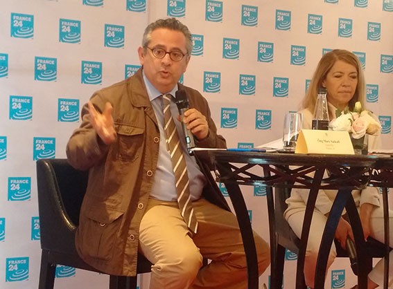 France 24 phát sóng chương trình đặc biệt về Việt Nam Bà Marie-Christine Saragosse - Chủ tịch kiêm Tổng Giám đốc France Médias Monde ông Marc Saikali - Giám đốc France 24 giới thiệu về France 24 tại Hà Nội. Ảnh : Việt Hùng