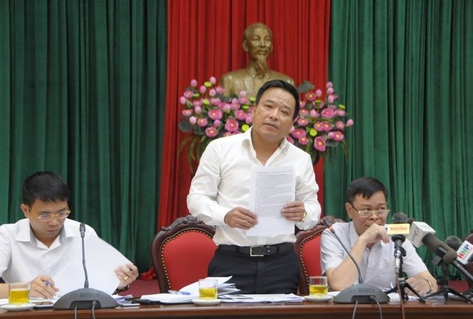 Hà Nội học hỏi kinh nghiệm TP HCM xây bể ngầm chống úng ngập Ông Võ Tiến Hùng trao đổi tại hội nghị. Ảnh: TV