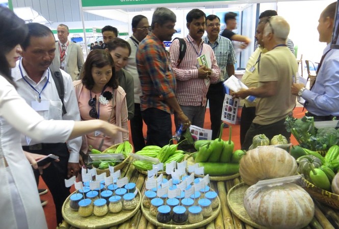Rau quả lần đầu xuất siêu gần 2 tỷ USD Triển lãm rau hoa quả tổ chức lần đầu tiên đã thu hút nhiều doanh nghiệp ngoại