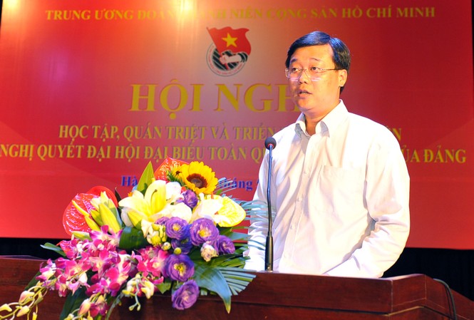 Phát huy tính sáng tạo triển khai Nghị quyết Đại hội Đảng Anh Lê Quốc Phong - Ủy viên dự khuyết BCH T.Ư Đảng, Bí thư thứ nhất T.Ư Đoàn phát biểu khai mạc hội nghị