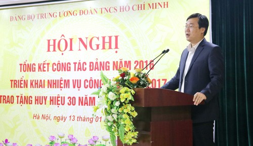 Nâng cao tính trách nhiệm và gương mẫu của Đảng viên đồng chí Lê Quốc Phong - Bí thư thứ nhất T.Ư Đoàn, Bí thư Đảng ủy T.Ư Đoàn phát biểu tại hội nghị