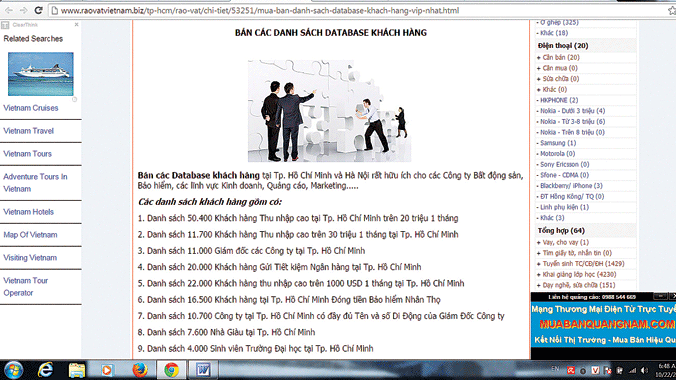 Đủ kiểu mua bán thông tin cá nhân Một trang web công khai mua bán danh sách khách hàng