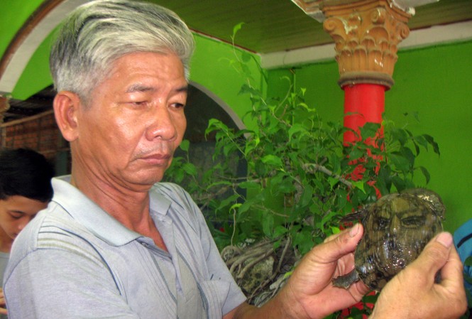 Trả cả chục triệu đồng mua ba ba hình giống mặt người trên mai Ông Nông với con ba ba có hình y chang mặt người