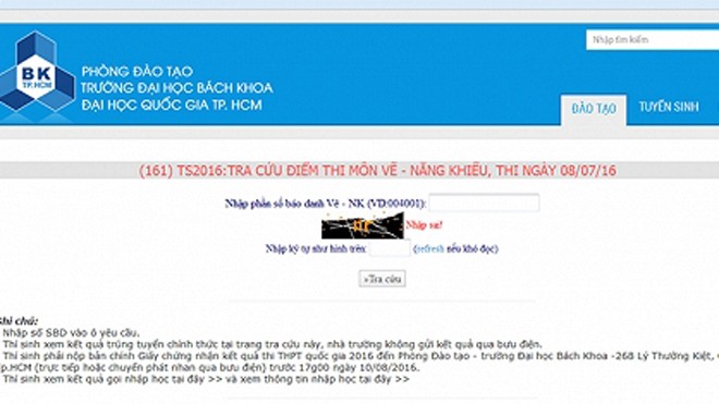 ĐH Bách khoa TP. HCM công bố điểm thi năng khiếu ĐH Bách khoa TP. HCM công bố điểm thi năng khiếu