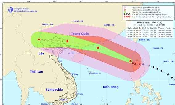 Tin mới nhất về siêu bão Mangkhut trên biển Đông Đường đi của bão. Ảnh TTKTTV