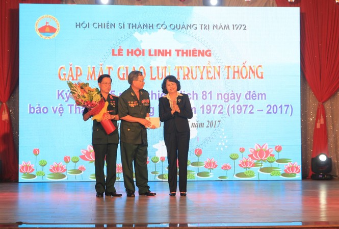 Phó Chủ tịch nước gặp mặt truyền thống Hội Chiến sĩ Thành Cổ Quảng Trị Phó Chủ tịch nước Đặng Thị Ngọc Thịnh phát biểu tại buổi lễ và tặng quà Hội Chiến sĩ Thành Cổ Quảng Trị năm 1972. ẢNH: Q.N.