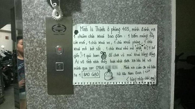 Lời nhắn tìm vật rơi dễ thương có một không hai Lời nhắn tìm vật rơi dễ thương có một không hai