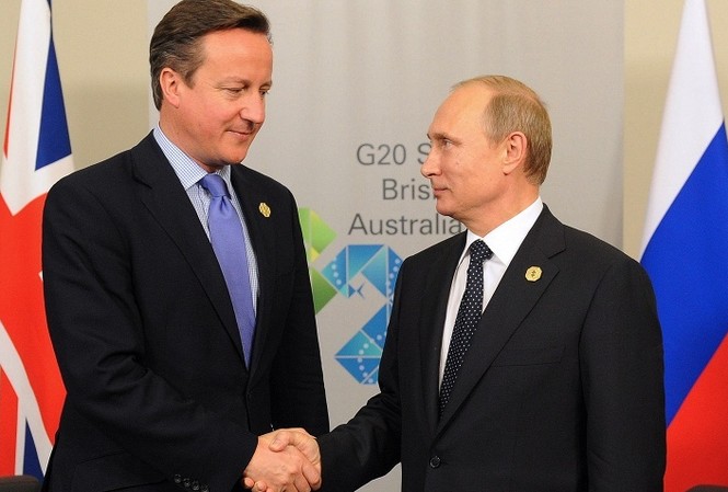 Tổng thống Putin không bỏ họp Hội nghị G20 Tổng thống Nga Vladimir Putin (trái) tại cuộc gặp với Thủ tướng Anh David Cameron bên lề Hội nghị G20