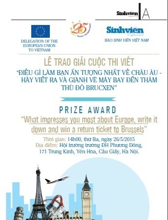 Trao giải cuộc thi viết về châu Âu Trao giải cuộc thi viết về châu Âu