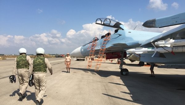 Nga – Mỹ đàm phán tránh va chạm trên không ở Syria Không quân Nga trước giờ không kích IS ở Syria. Ảnh: RIA Novosti