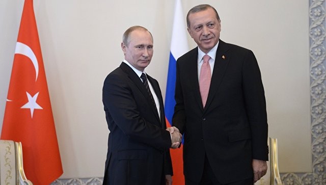 Ông Putin nói Nga nỗ lực khôi phục quan hệ với Thổ Nhĩ Kỳ Tổng thống Nga Vladimir Putin và Tổng thống Thổ Nhĩ Kỳ Tayyip Erdogan phá băng quan hệ. Ảnh: RIA Novosti