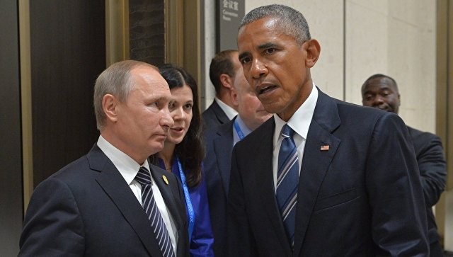 Ông Obama và Putin nói gì trong hơn 1 giờ đồng hồ? Tổng thống Nga Putin (trái) và người đồng cấp Mỹ đã có cuộc hội đàm kéo dài hơn 1 giờ đồng hồ tại Trung Quốc. Ảnh: RIA Novosti
