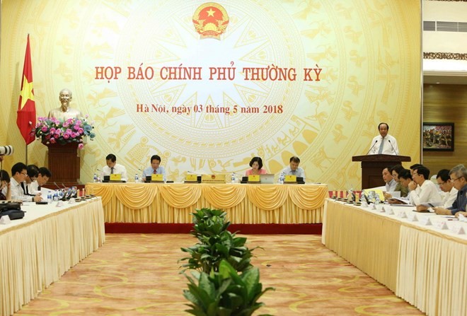 Sửa đổi quy chế kiểm tra việc thực hiện nhiệm vụ do Thủ tướng giao Một cuộc họp báo Chính phủ thường kỳ. (Ảnh minh họa. Nguồn: TTXVN)