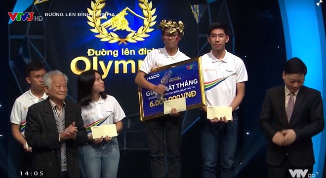 Nam sinh Lạng Sơn chiến thắng 'Đường lên đỉnh Olympia' tháng 2 4 thí sinh đã cống hiến cho khán giả trận tranh tài Olympia tháng 2, quý II gay cấn. Từ trái qua: Hà Minh, Hoàng Ca, Đức Thành và Gia Bảo. Ảnh chụp màn hình.
