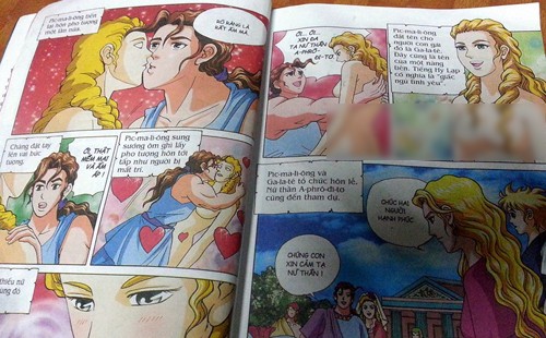 Đình chỉ phát hành bộ truyện thiếu nhi có nội dung người lớn Hình ảnh minh họa không phù hợp với thiếu nhi trong tập 7 bộ sách "Thần thoại Hy Lạp".
