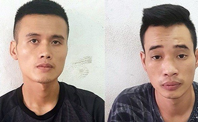 Hai đối tượng giết người ở Cẩm Phả ra đầu thú Hai đối tượng, Quy và Huy tại cơ quan Công an.