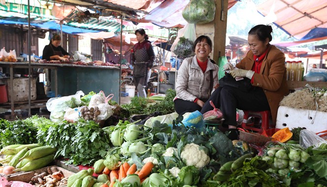Xử lý nghiêm vi phạm vệ sinh an toàn thực phẩm Nhiều nơi xuất hiện tình trạng người dân có rau để ăn riêng và rau để bán riêng. Ảnh: Bình Minh.
