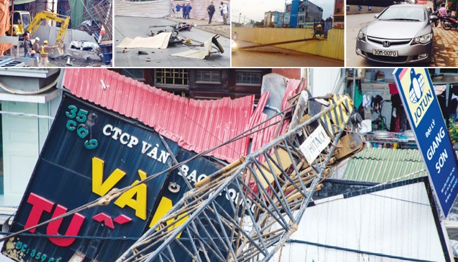 Rút giấy phép thi công các nhà ga “cửa tử” Chỉ trong vòng hơn 6 tháng qua, từ 6/11/2014 tới 12/5/2015, đã xảy ra 5 vụ tai nạn tại các công trình đường sắt đô thị ở Hà Nội. Ảnh: Thanh Hà-Thành Công.