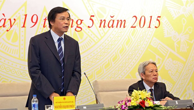 Quốc hội làm rõ hiệu quả đầu tư sân bay Long Thành Ông Nguyễn Hạnh Phúc, Chủ nhiệm Văn phòng Quốc hội phát biểu tại buổi họp báo ngày 19/5. Ảnh: Như Ý.