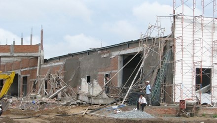 Công trình sập ở Cần Thơ xây sai thiết kế Hiện trường vụ việc.