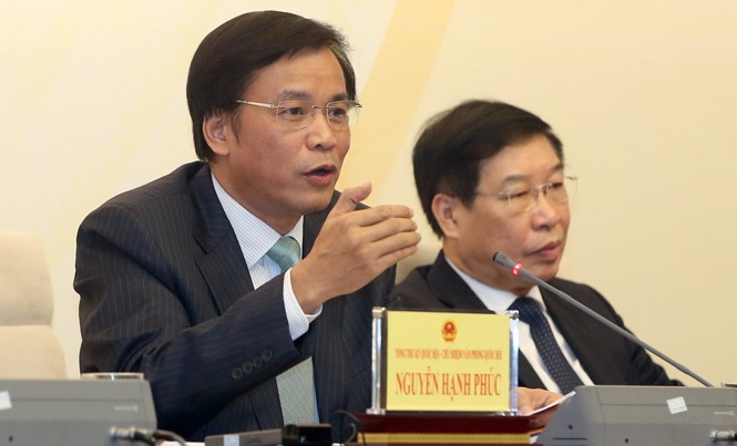 Quốc hội dành 6 ngày làm công tác nhân sự Ông Nguyễn Hạnh Phúc thông tin với báo chí về kỳ họp thứ nhất Quốc hội khóa XIV. Ảnh: Như Ý.