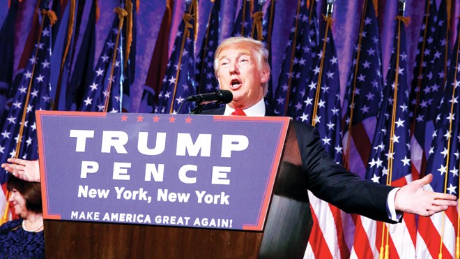 Donald Trump và kế hoạch kinh tế vĩ đại Tháng 1/2017, ông Donald Trump sẽ chính thức trở thành Tổng thống Mỹ (trong ảnh: Ông Donald Trump vận động tranh cử ngày 8/11). Ảnh: Getty.