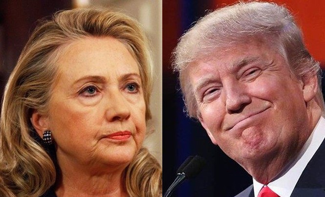 Chỉ số tín nhiệm của ông Trump thấp kỷ lục Ông Trump và bà Hillary.