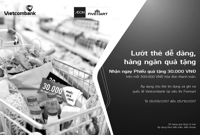 Ưu đãi đặc biệt chủ thẻ Vietcombank tại hệ thống siêu thị Co.opmart và Fivimart Ưu đãi đặc biệt chủ thẻ Vietcombank tại hệ thống siêu thị Co.opmart và Fivimart