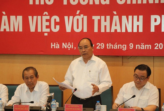 Hà Nội phải hội tụ tinh hoa, đáng sống Thủ tướng Nguyễn Xuân Phúc phát biểu tại buổi làm việc.