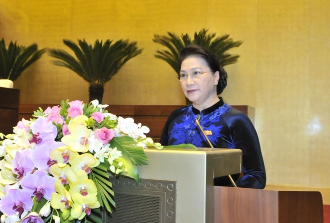Không cấp kinh phí mua sắm trang thiết bị đắt tiền Chủ tịch Quốc hội Nguyễn Thị Kim Ngân phát biểu khai mạc. Ảnh: Như Ý.