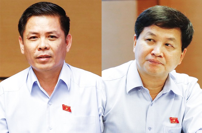 Phê chuẩn Tổng Thanh tra Chính phủ, Bộ trưởng GTVT Ông Nguyễn Văn Thể (trái) và ông Lê Minh Khái. Ảnh: Như Ý.