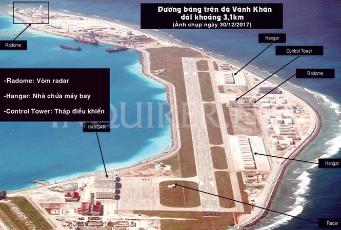 Trung Quốc quân sự hóa biển Đông hòng chiếm thế thượng phong Trung Quốc vẫn ngang nhiên quân sự hóa các đảo nhân tạo trên biển Đông. Nguồn: Inquirer.