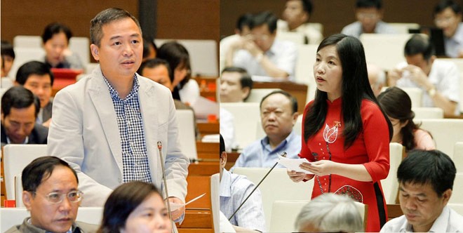 Luật An ninh mạng: Cần rõ ràng, tránh nguy cơ lạm dụng ĐBQH Nguyễn Lân Hiếu và đại biểu Phạm Thị Thanh Thủy. Ảnh: Như Ý.