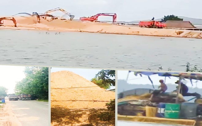 Vào lãnh địa 'cát tặc' Đại công trường khai thác cát trên hồ Dầu Tiếng. Ảnh: PV.