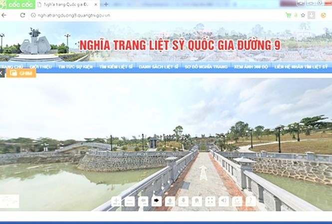 Ra mắt Trang thông tin điện tử Nghĩa trang LSQG Ðường 9 Giao diện Website Nghĩa trang LSQG Ðường 9 tại địa chỉ http://nghiatrangduong9.quangtri.gov.vn