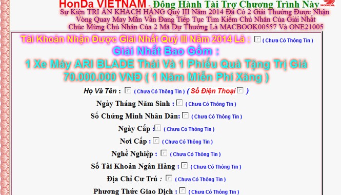 Nhan nhản các trang web lừa đảo Một website có tên miền .vn hoạt động lừa đảo