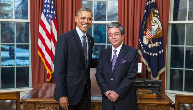 Việt-Mỹ chuẩn bị cho chuyến thăm cấp cao nhất Tổng thống Mỹ Barack Obama tiếp Đại sứ Phạm Quang Vinh tại Nhà Trắng hôm 23/2. Ảnh: Bộ Ngoại giao Việt Nam