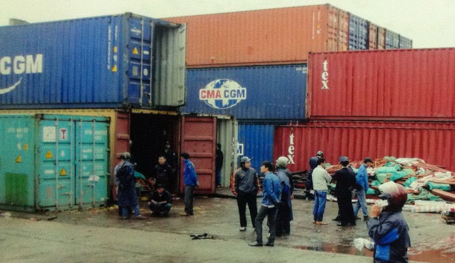 Vì sao vừa có cáo trạng đã khiếu nại đến tòa? Những container gỗ trắc cuối năm 2011. Ảnh: Tư Liệu