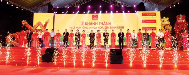 Tập đoàn Hoa Sen đầu tư xây dựng nhà máy thứ 3 tại Bình Định Lễ Khánh thành Nhà máy Ống nhựa Hoa Sen Bình Định.