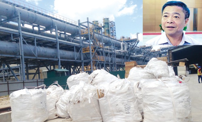 Ông Võ Kim Cự nên nhận khuyết điểm, xin lỗi dân Chất thải được tập kết trong nhà máy Formosa (ảnh lớn), Ông Võ Kim Cự (ảnh nhỏ). Ảnh: H.L