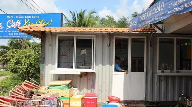 Không có quy định thùng container là công trình xây dựng Thùng container quán cà phê Xin Chào bị “tuýt còi”.