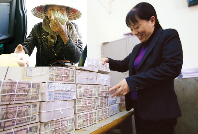 Hét giá đổi tiền lẻ dịp Tết Ngân hàng Nhà nước quyết tâm hạn chế in ấn, phát hành tiền mệnh giá nhở (năm nay cảnh này sẽ không xuất hiện, ảnh lớn). Mua bán tiền lẻ mới ở Hà Nội (Ảnh nhỏ). Ảnh: Như Ý