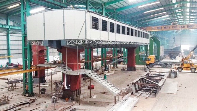 Dùng hệ thống máy bơm thông minh để chống ngập cho TPHCM Cầu bộ hành có máy lạnh được Tập đoàn Quang Trung chế tạo theo Module. Ảnh: M.Ð
