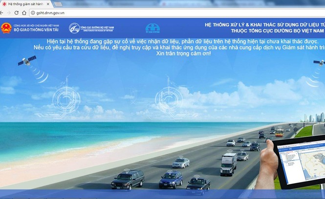 Lắp 'hộp đen' cho ô tô: Tốn kém, làm khổ doanh nghiệp Thông báo trên hệ thống giám sát hành trình ô tô của Tổng cục Đường bộ Việt Nam. (Ảnh chụp màn hình chiều 15/12).