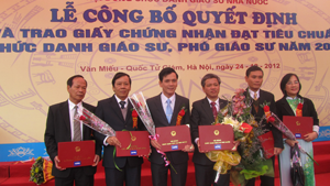 Hàng loạt GS, PGS không có bài báo ISI/Scopus Theo dự thảo, bắt đầu từ năm 2019, một trong những tiêu chuẩn bắt buộc để được phong GS, PGS là phải có công trình nghiên cứu đăng trên các tạp chí khoa học nổi tiếng trên thế giới như ISI/Scopus. Trong ảnh: Lễ phong GS, PGS năm 2012.