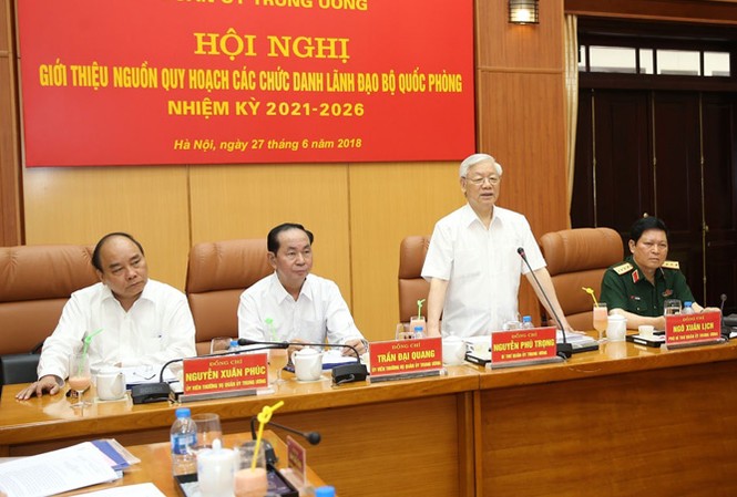 Tổng Bí thư chủ trì Hội nghị quy hoạch lãnh đạo Bộ Quốc phòng Tổng Bí thư Nguyễn Phú Trọng, Bí thư Quân ủy Trung ương phát biểu khai mạc Hội nghị. Ảnh: TTXVN.